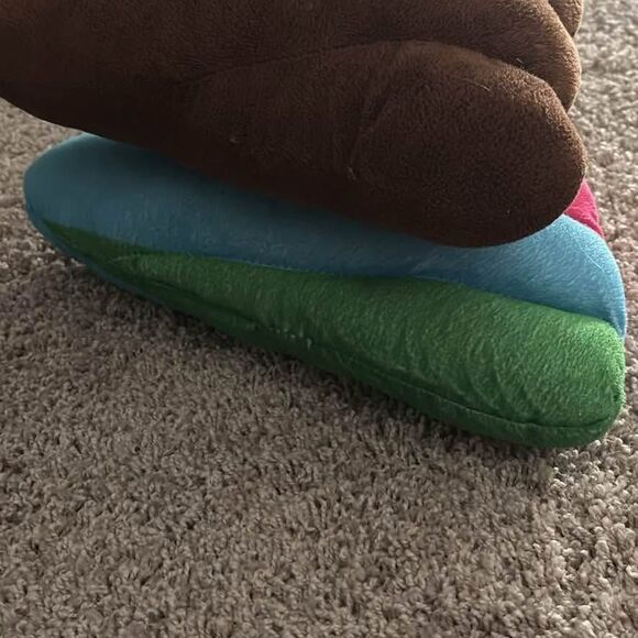 Two Poop Emoji Throw Pillows Toys Rainbow and Brown - Picture 6 of 6